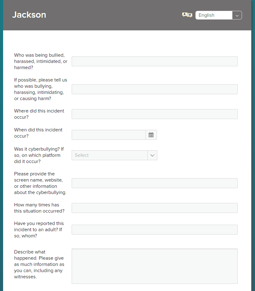 Custom Bullying Form new