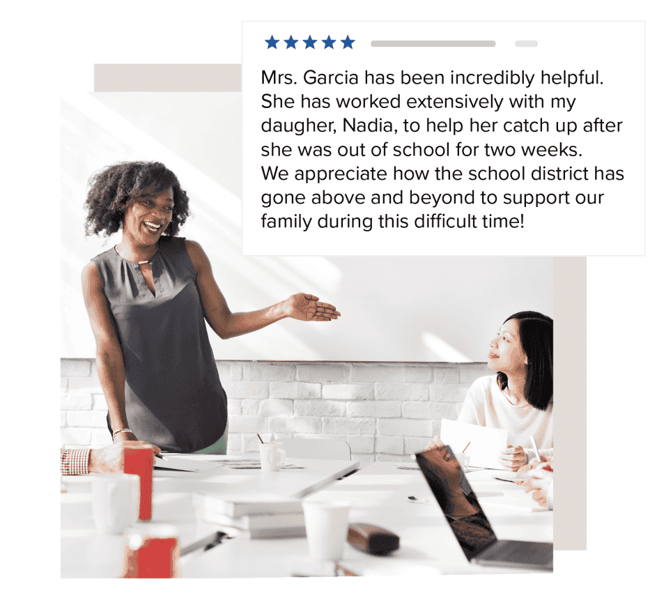 Mrs Garcia receiving a five star shoutout via Let’s Talk