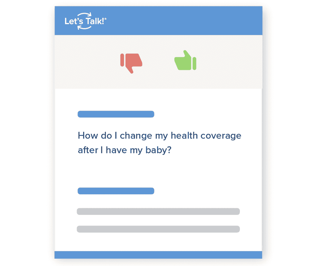 Let’s Talk providing a thumbs up or thumbs down for a question